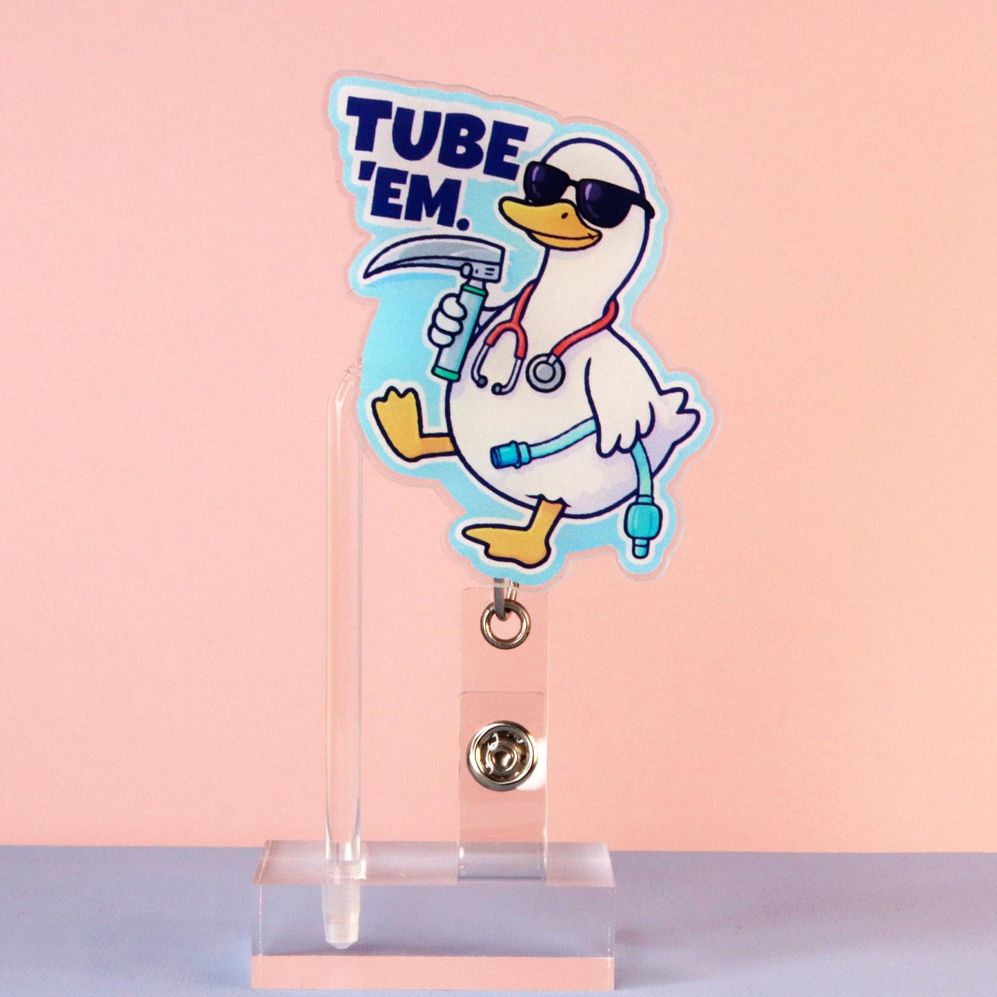 Tube Em Respiratory Therapist Badge Reel | Funny RT Gift Acrylic ID Holder