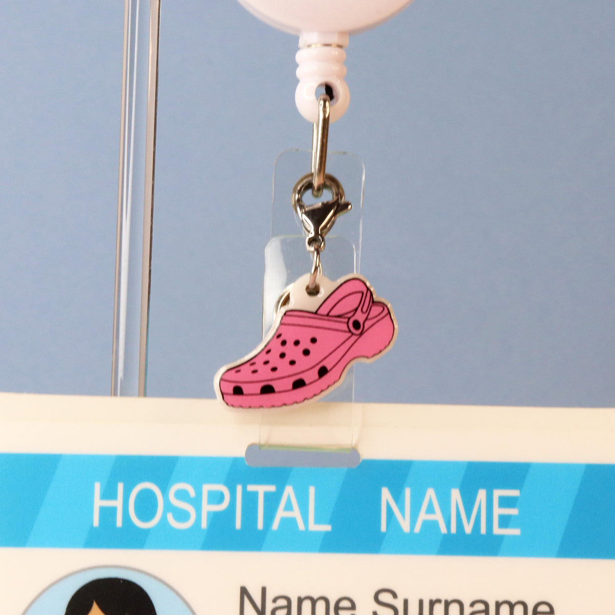 Nurse Badge Reel Dangle Charms - Pastel Scrub Top & Crocs