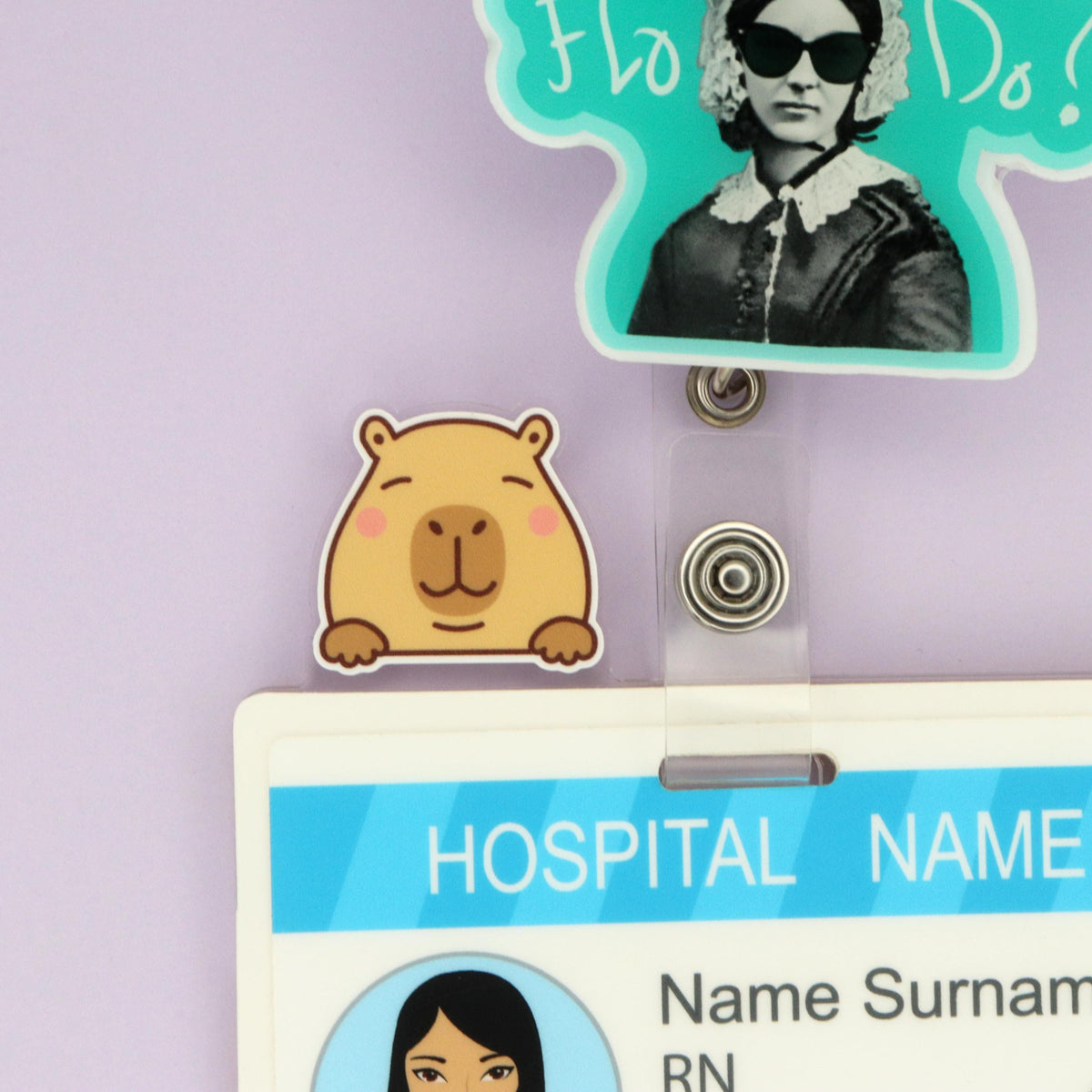Capybara Nurse Badge Topper: Acrylic Healthcare Accessory
