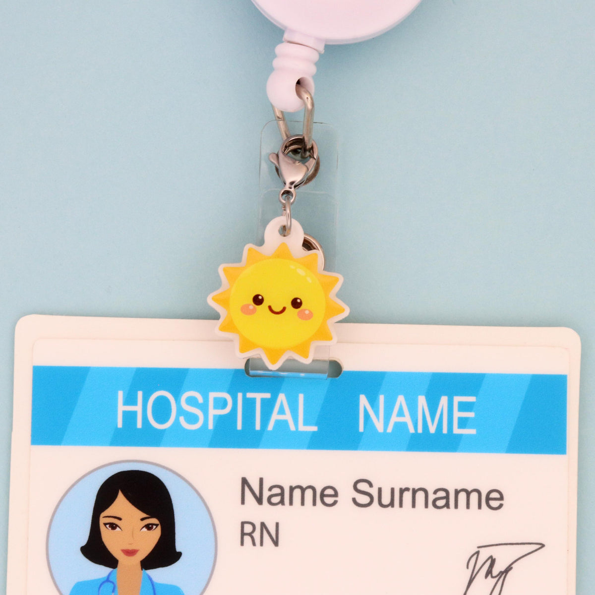Smiley Sun Nurse Dangle Charm I RN Gift | Retro Healthcare Gift
