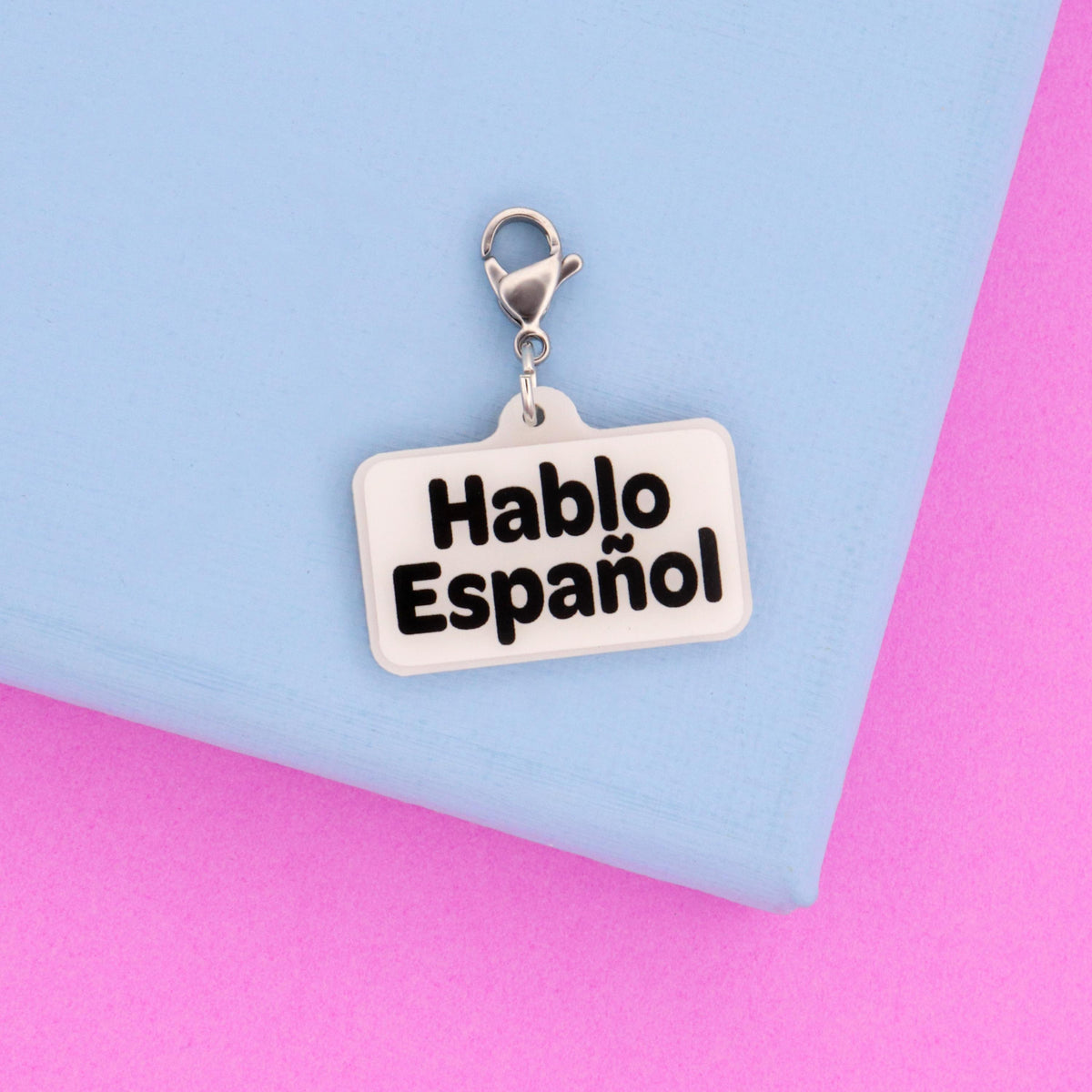 Hablo Español Badge Reel Charm | Spanish Speaker Nurse Accessory | Bilingual Acrylic Clip-On Gift