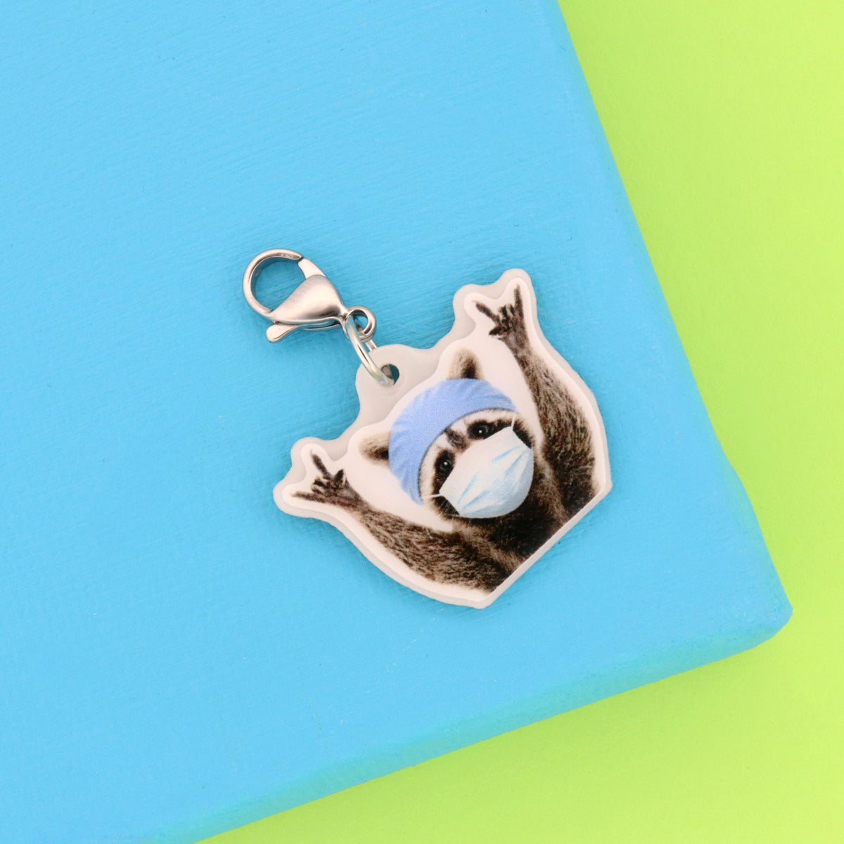Surgical Raccoon Badge Reel Charm | Funny OR Nurse Acrylic Clip Accessory