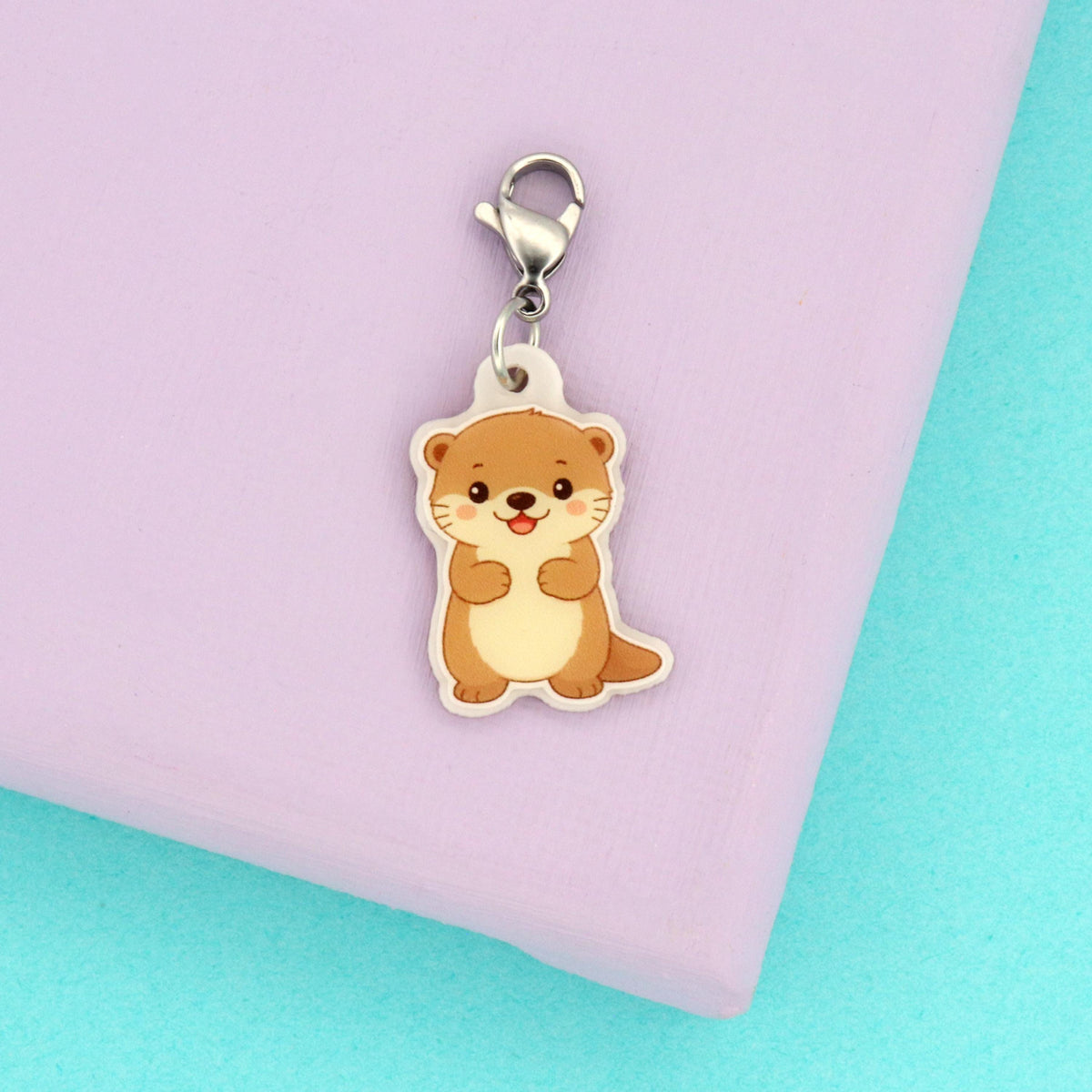 Otter Badge Reel Charm | Kawaii Animal Acrylic Clip Accessory | Nurse Gift