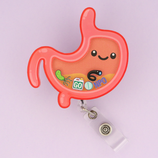 Stomach Anatomy Shaker Badge Reel, GI Nurse Gift, ID Holder