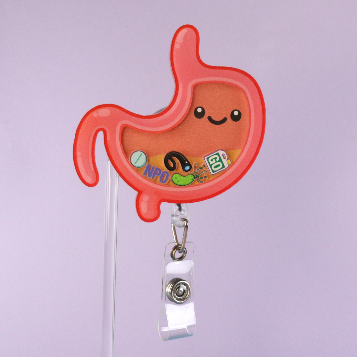 Stomach Anatomy Shaker Badge Reel, GI Nurse Gift, ID Holder