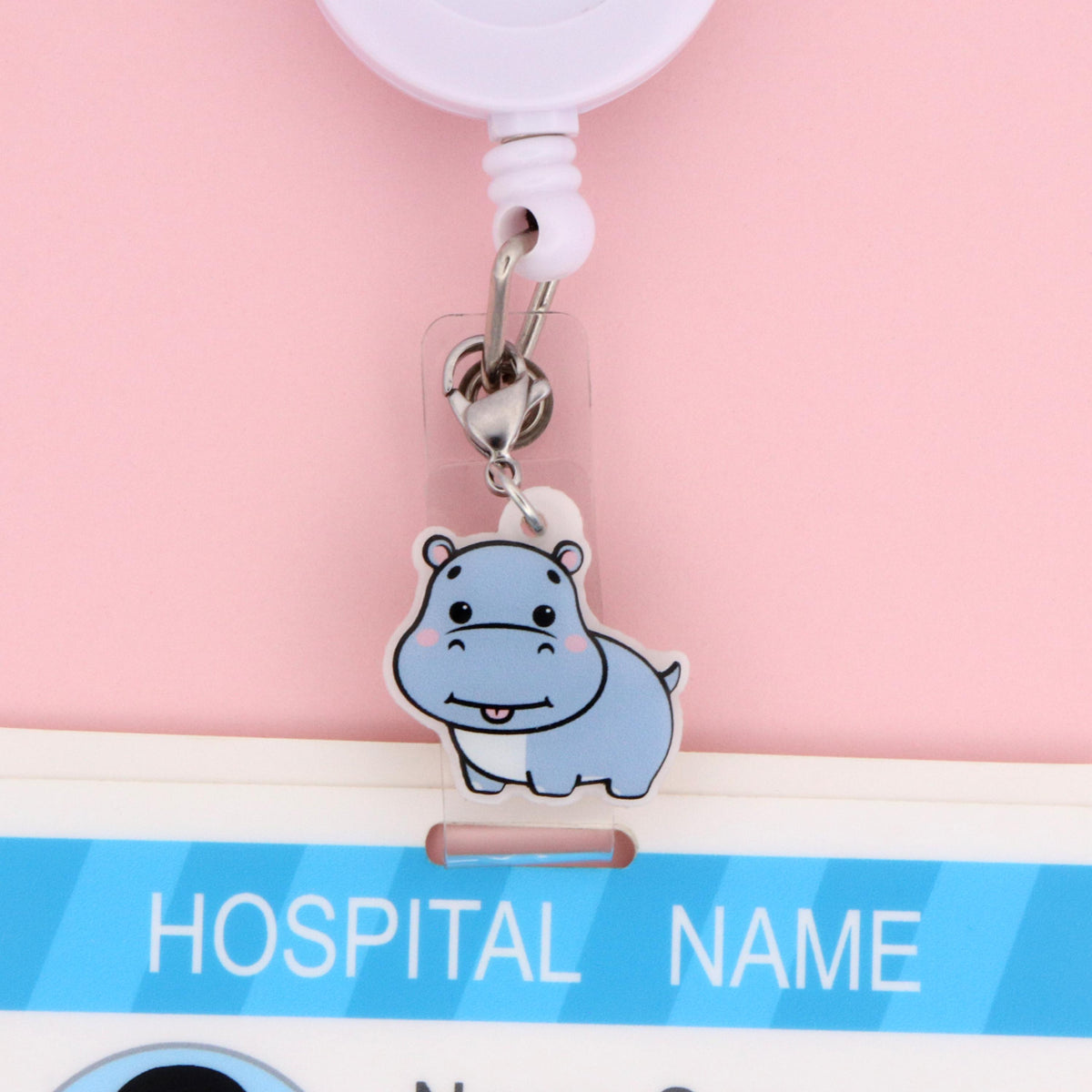 Hippo Badge Charm, Nurse ID Accessory, Animal Lover Gift, Healthcare Worker