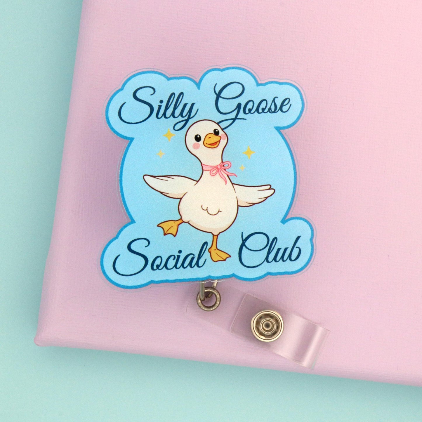 Silly Goose Social Club Badge Reel, Funny Nurse Retractable ID Holder