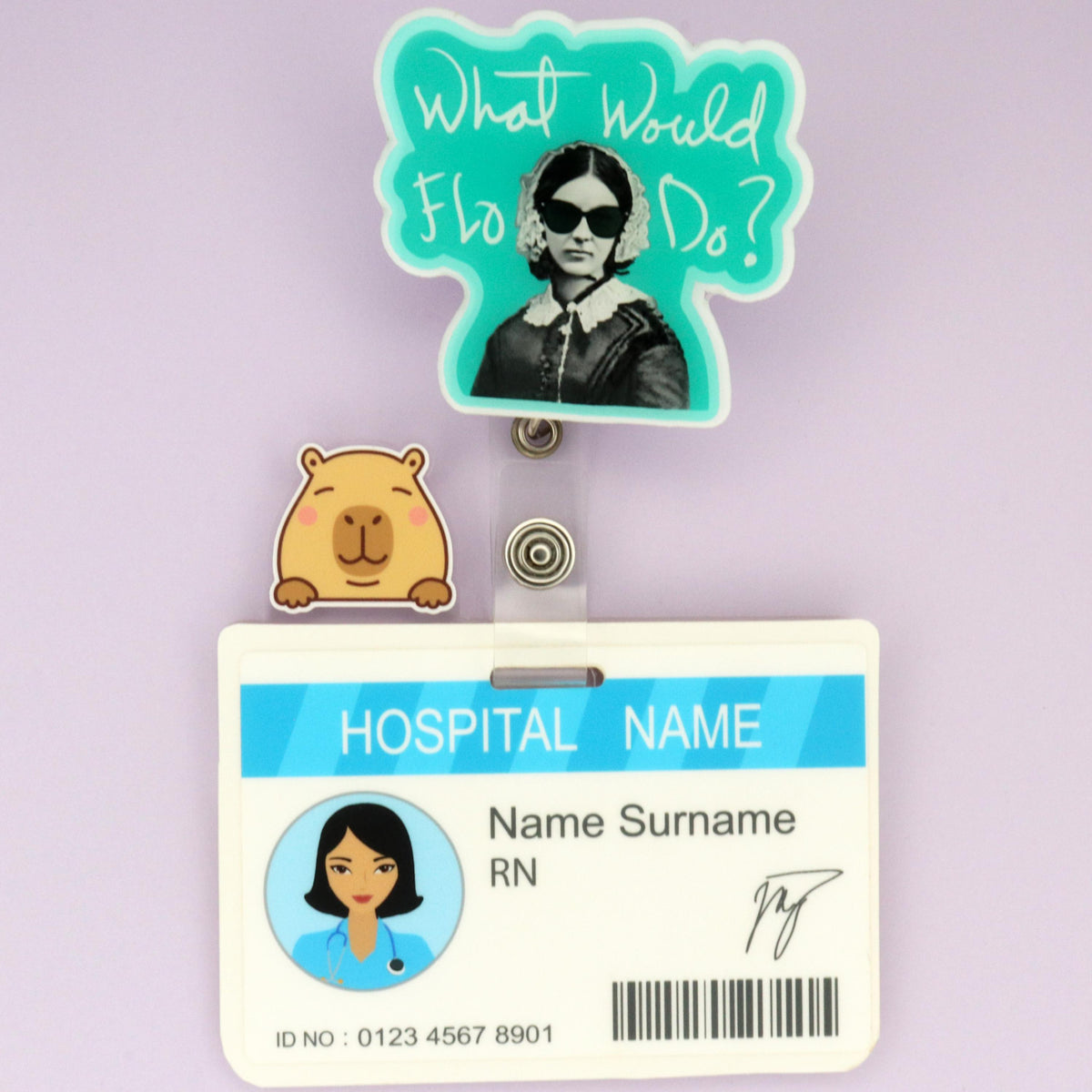 Capybara Nurse Badge Topper: Acrylic Healthcare Accessory