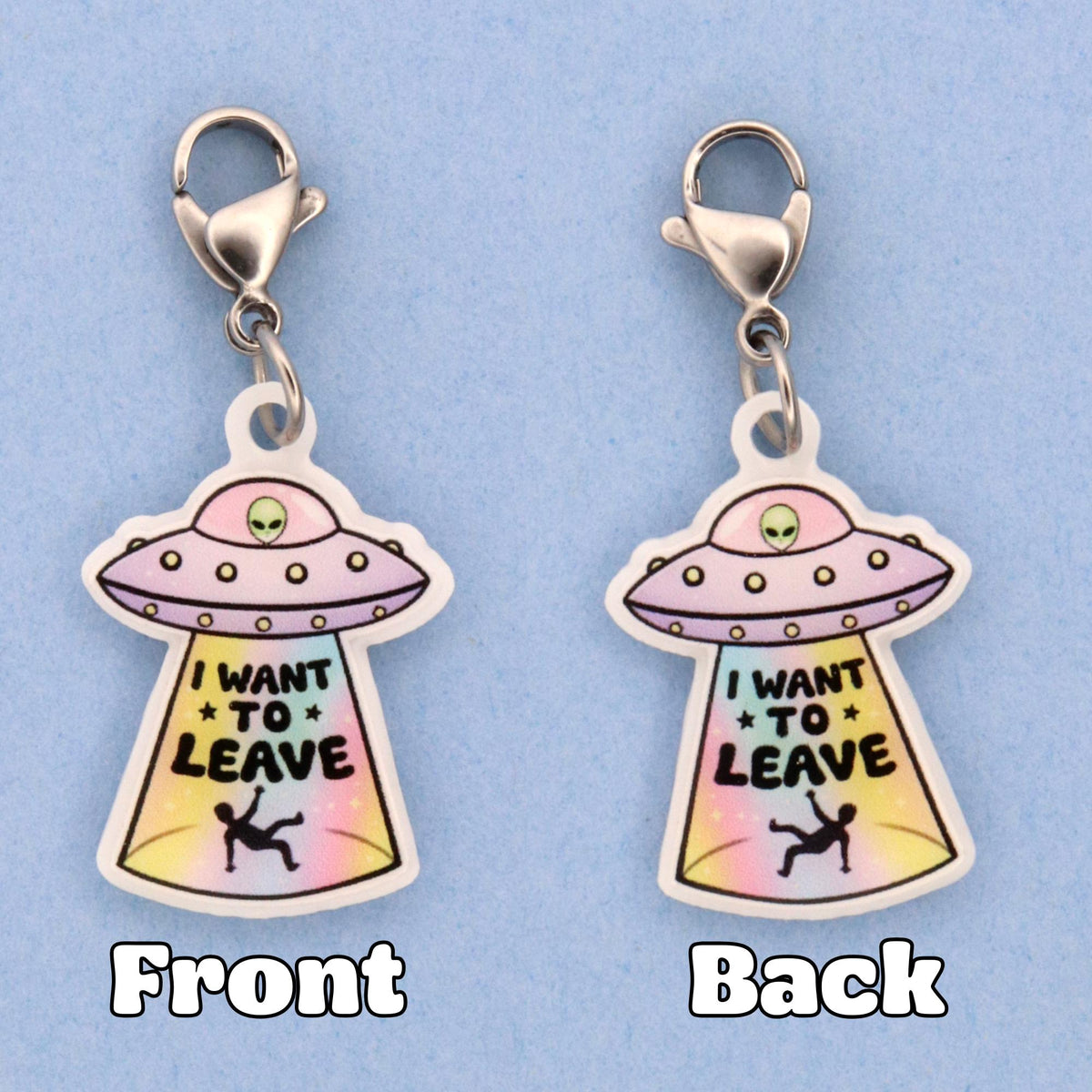 Funny Alien Abduction Badge Charm