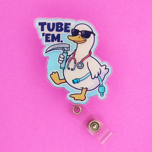 Tube Em Respiratory Therapist Badge Reel | Funny RT Gift Acrylic ID Holder