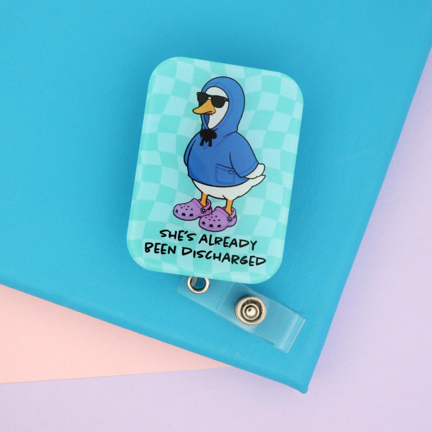 Funny Nurse Badge Reel, Retractable ID Holder, Discharged Silly Goose Meme, RN Gift