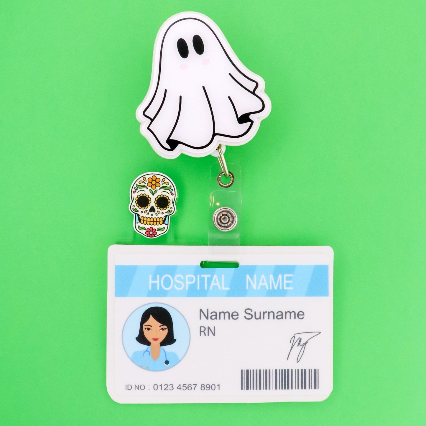 Badge Reel - Halloween Ghost - Acclaim Status CoAcclaim Status CoAlligator Clip