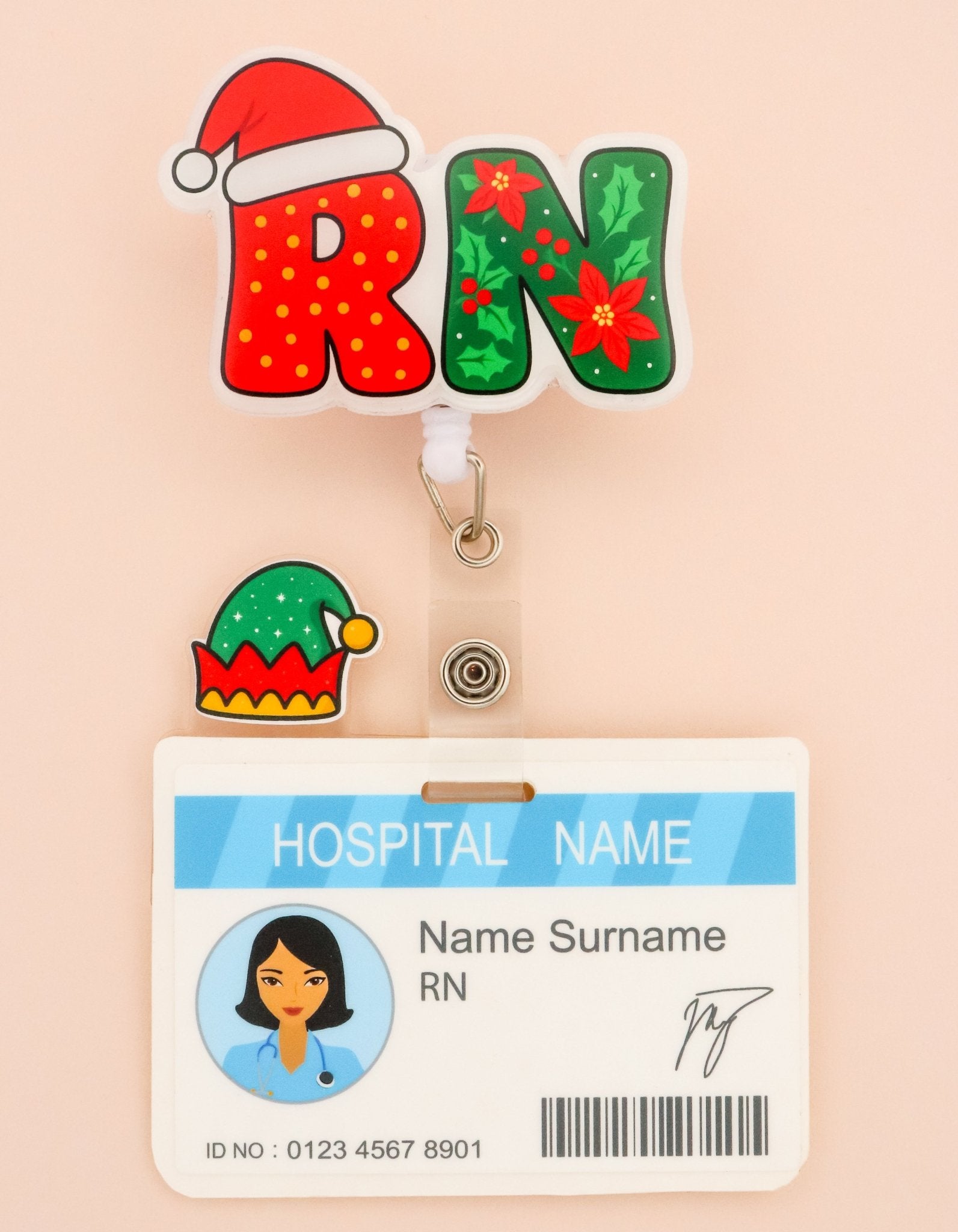 Badge Reel - Holiday RN - Acclaim Status CoAcclaim Status CoAlligator Clip