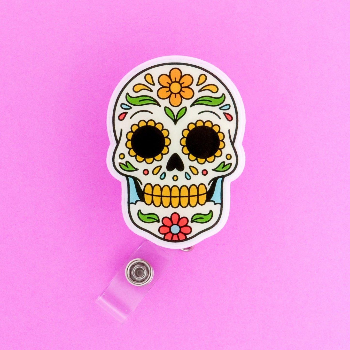 Badge Reel - Sugar Skull - Acclaim Status CoAcclaim Status CoAlligator Clip