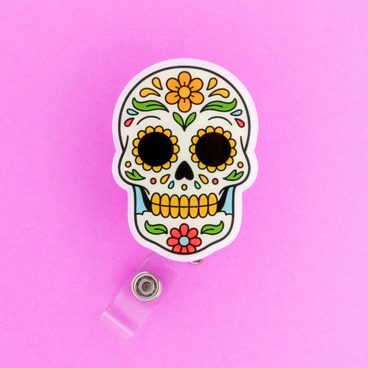 Badge Reel - Sugar Skull - Acclaim Status CoAcclaim Status CoAlligator Clip