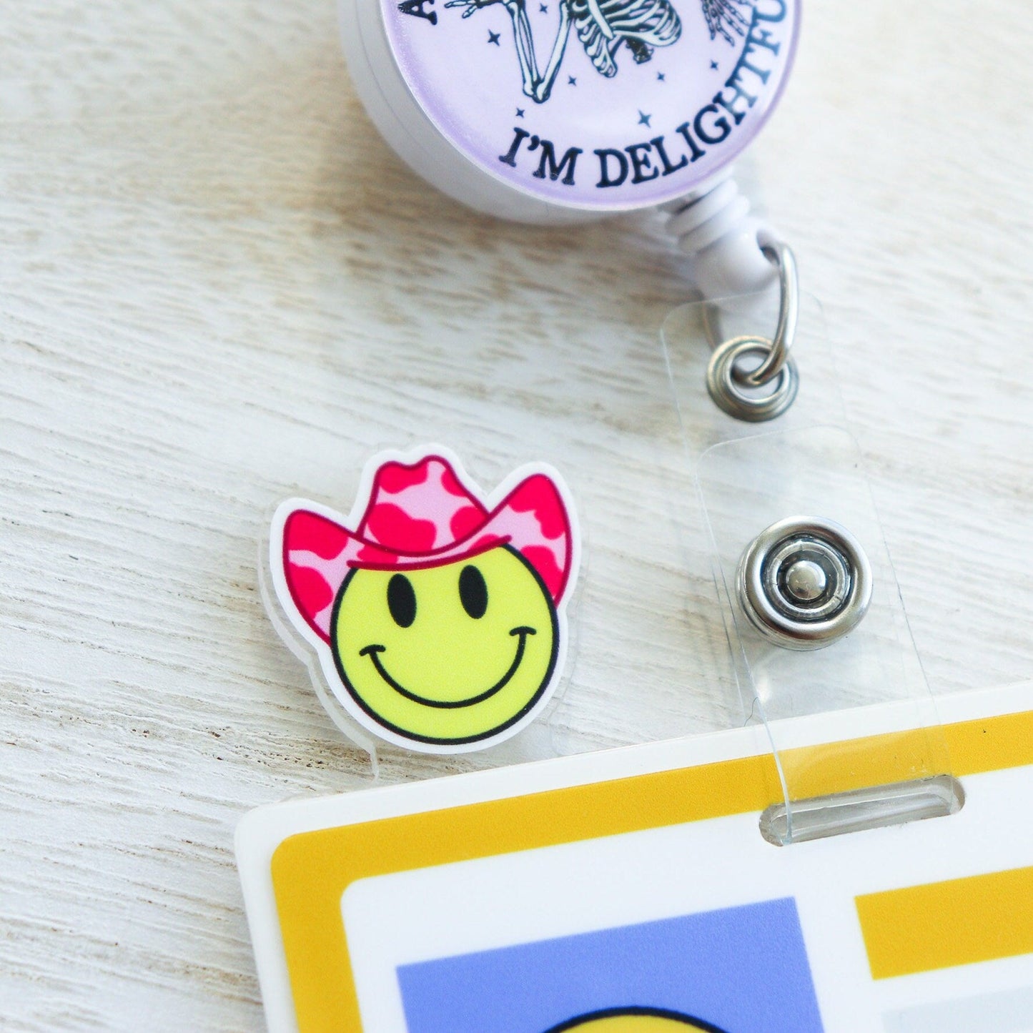 Badge Topper - Cowboy Hat Smiley Face - Acclaim Status Co Acclaim Status Co Pink