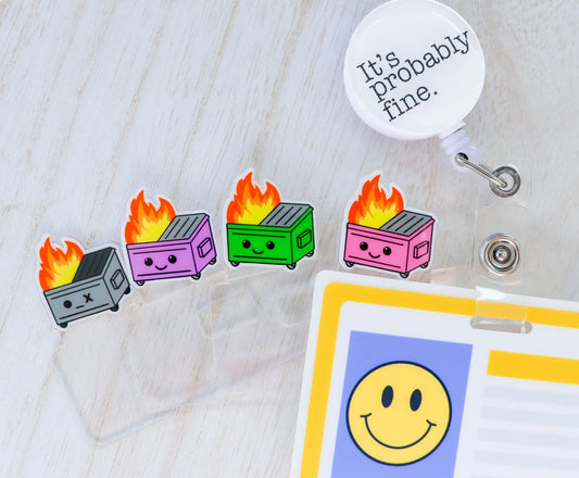 Badge Topper - Dumpster Fire - Acclaim Status Co Acclaim Status Co GrayHorizontal Badge