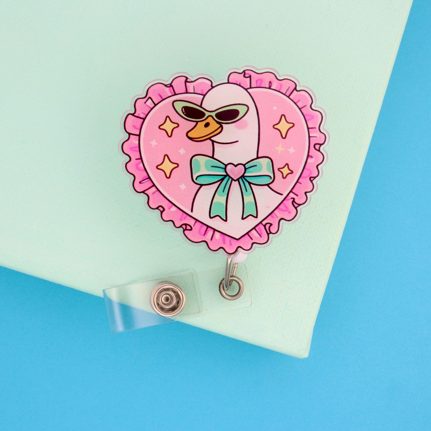 Silly Goose Coquette Badge Reel | Funny Acrylic ID Holder for Healthcare Workers