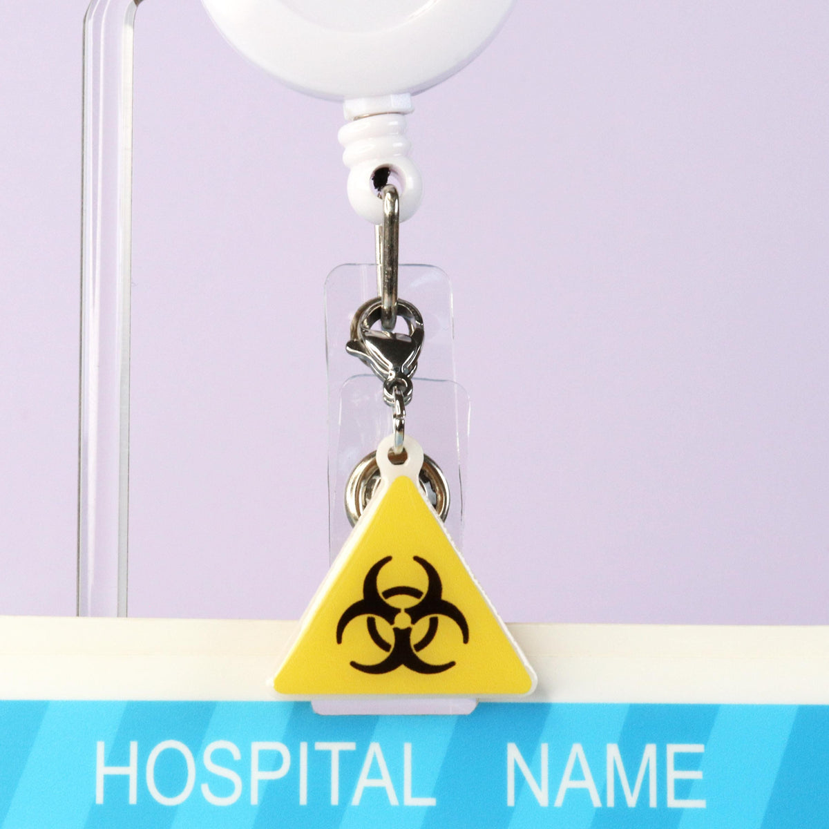 Biohazard Symbol Badge Reel Charm | Acrylic Clip-On Accessory for Healthcare Workers