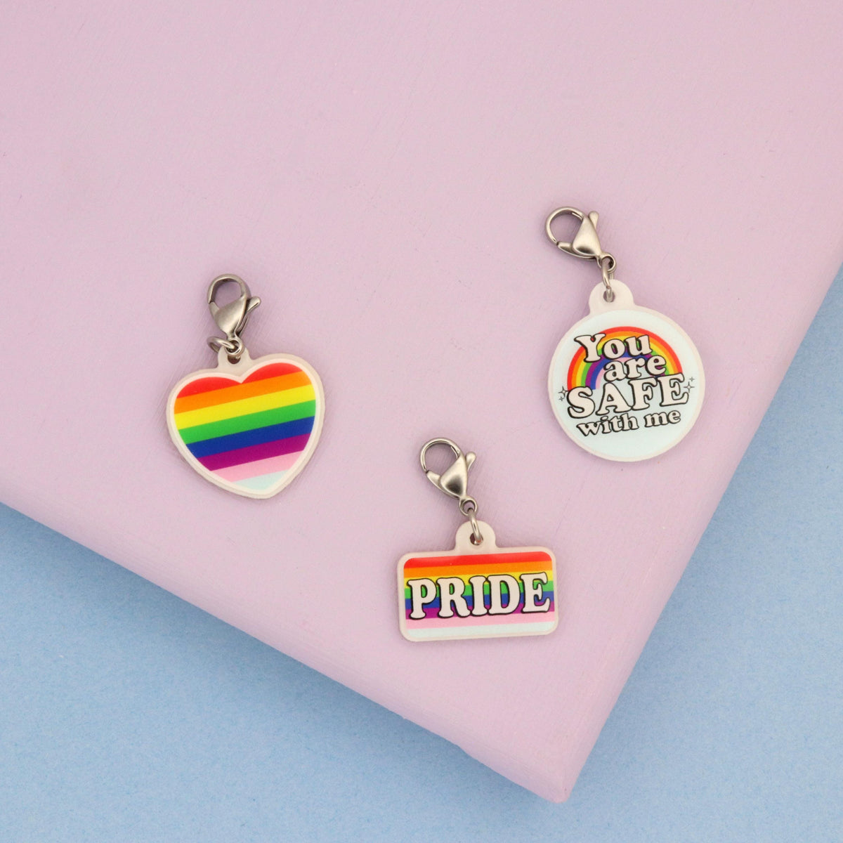 Pride Flag Badge Charm | Acrylic Rainbow Heart I Healthcare Worker Gift