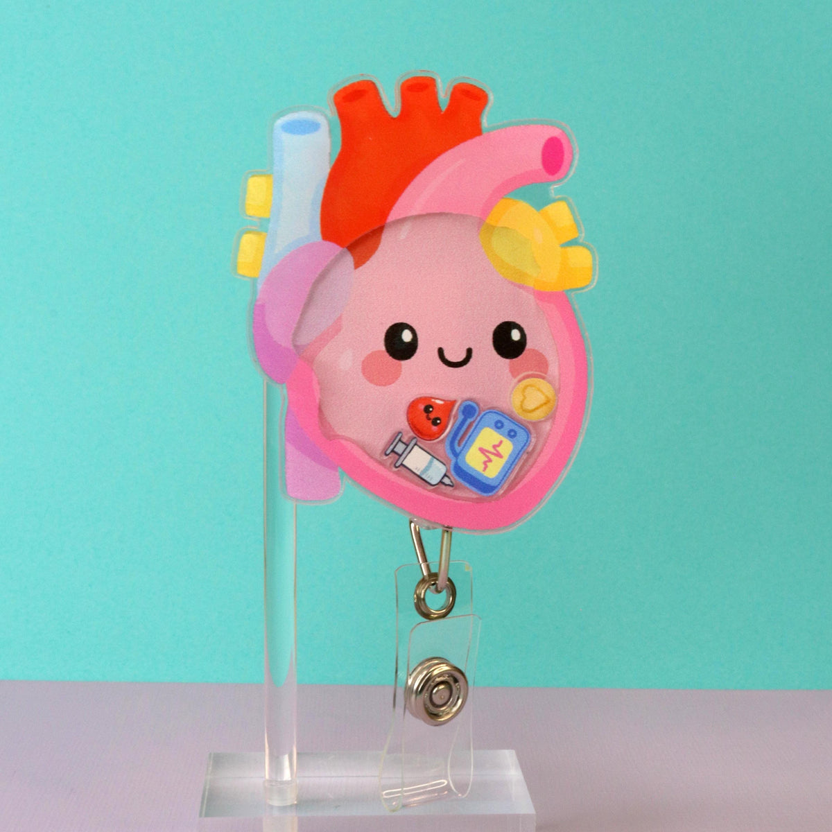 Anatomical Heart Shaker Badge Reel | Medical Nurse ID Holder | Cardiology Gift