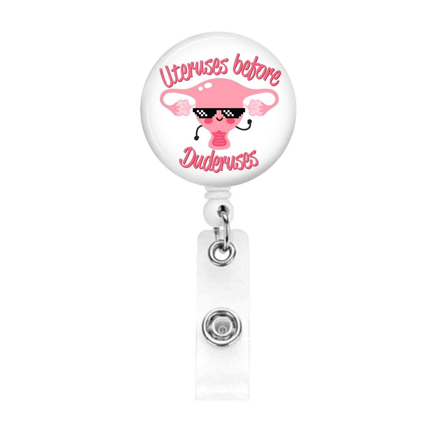 Cute Badge Reel Nurse - Galentine's Day Labor and Delivery OBGYN ID Retractable Name Tag Buddy Valentine's Day - Acclaim Status Co Acclaim Status Co Alligator Clip