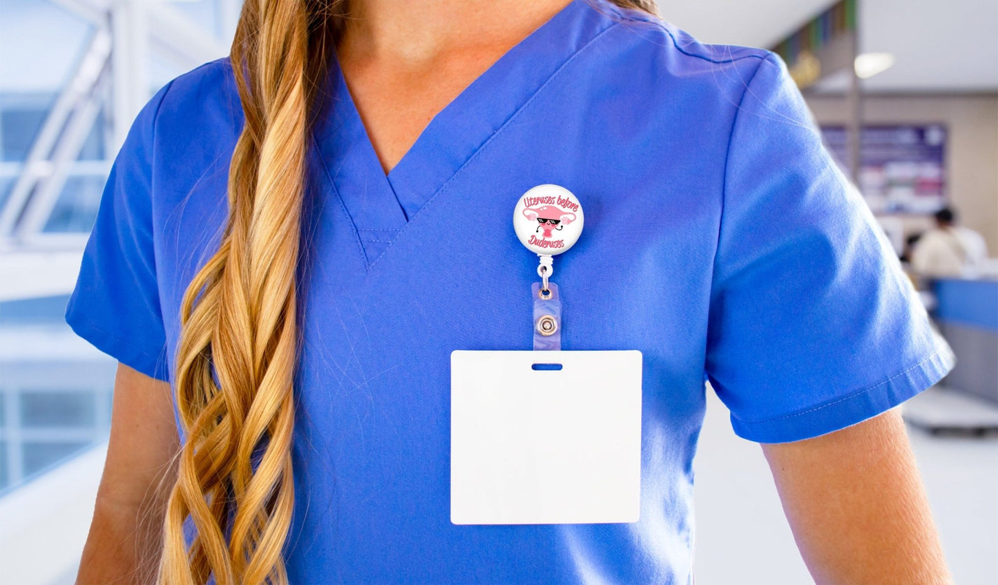 Cute Badge Reel Nurse - Galentine's Day Labor and Delivery OBGYN ID Retractable Name Tag Buddy Valentine's Day - Acclaim Status Co Acclaim Status Co Alligator Clip