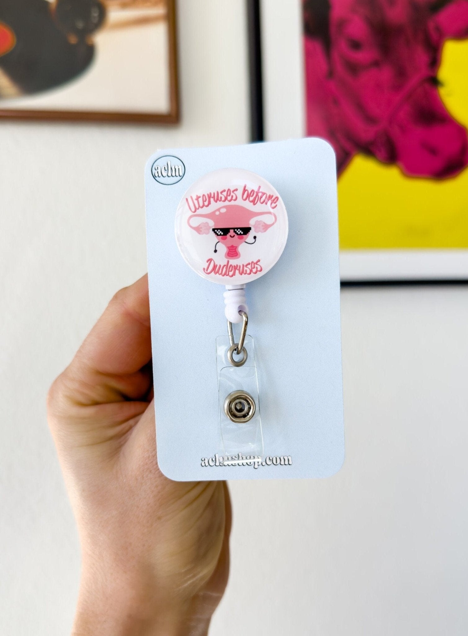 Cute Badge Reel Nurse - Galentine's Day Labor and Delivery OBGYN ID Retractable Name Tag Buddy Valentine's Day - Acclaim Status Co Acclaim Status Co Alligator Clip
