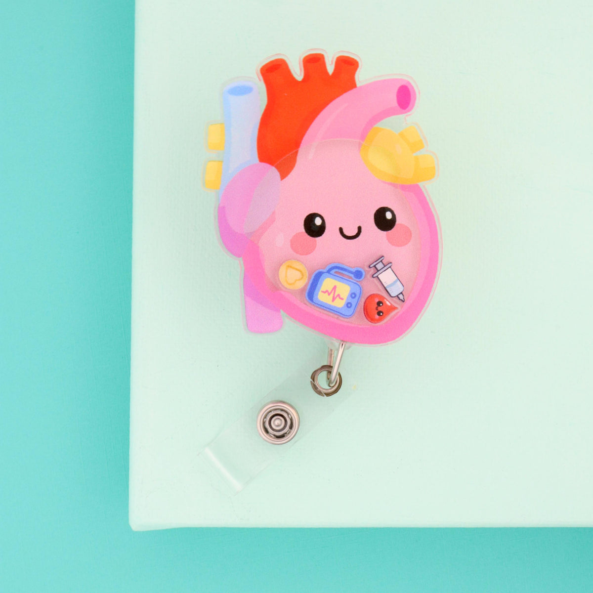 Anatomical Heart Shaker Badge Reel | Medical Nurse ID Holder | Cardiology Gift