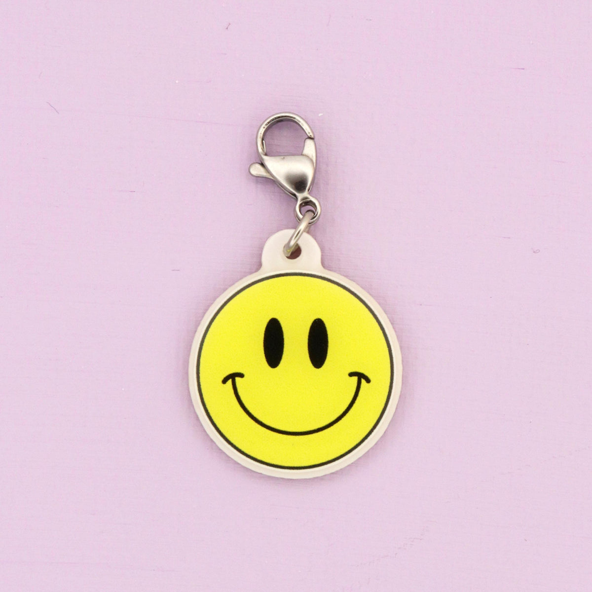 Smiley Face Badge Reel Charm