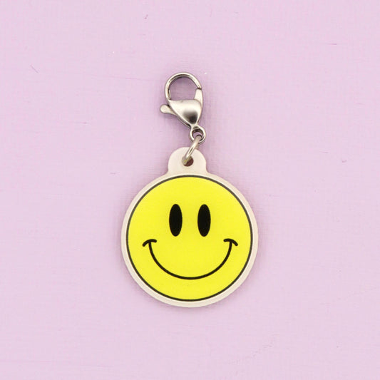 Smiley Face Badge Reel Charm