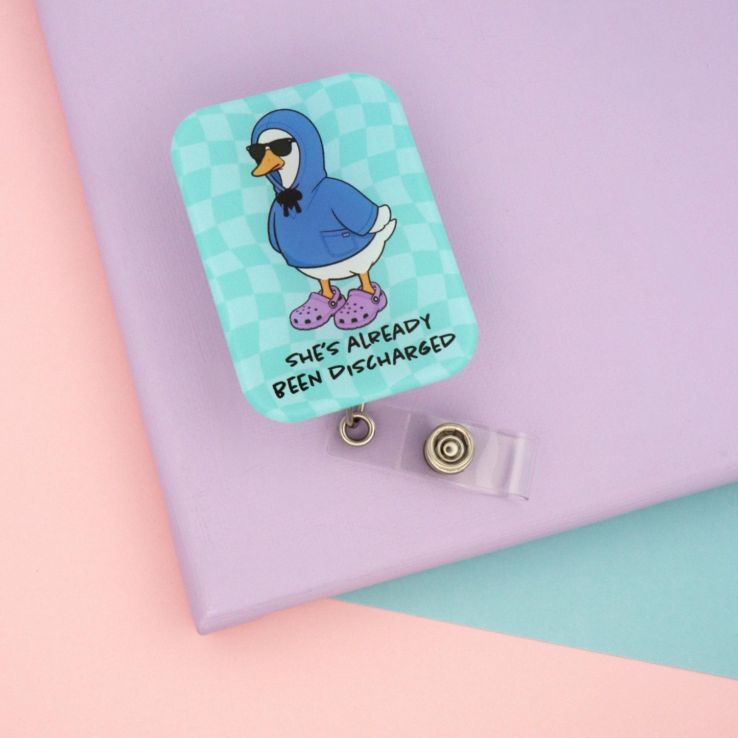 Funny Nurse Badge Reel, Retractable ID Holder, Discharged Silly Goose Meme, RN Gift