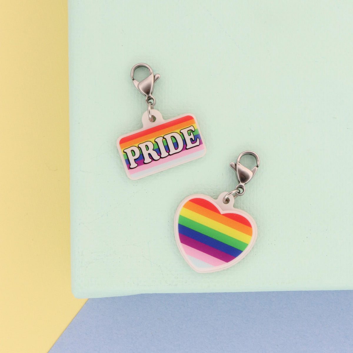 Pride Flag Badge Charm | Acrylic Rainbow Heart I Healthcare Worker Gift