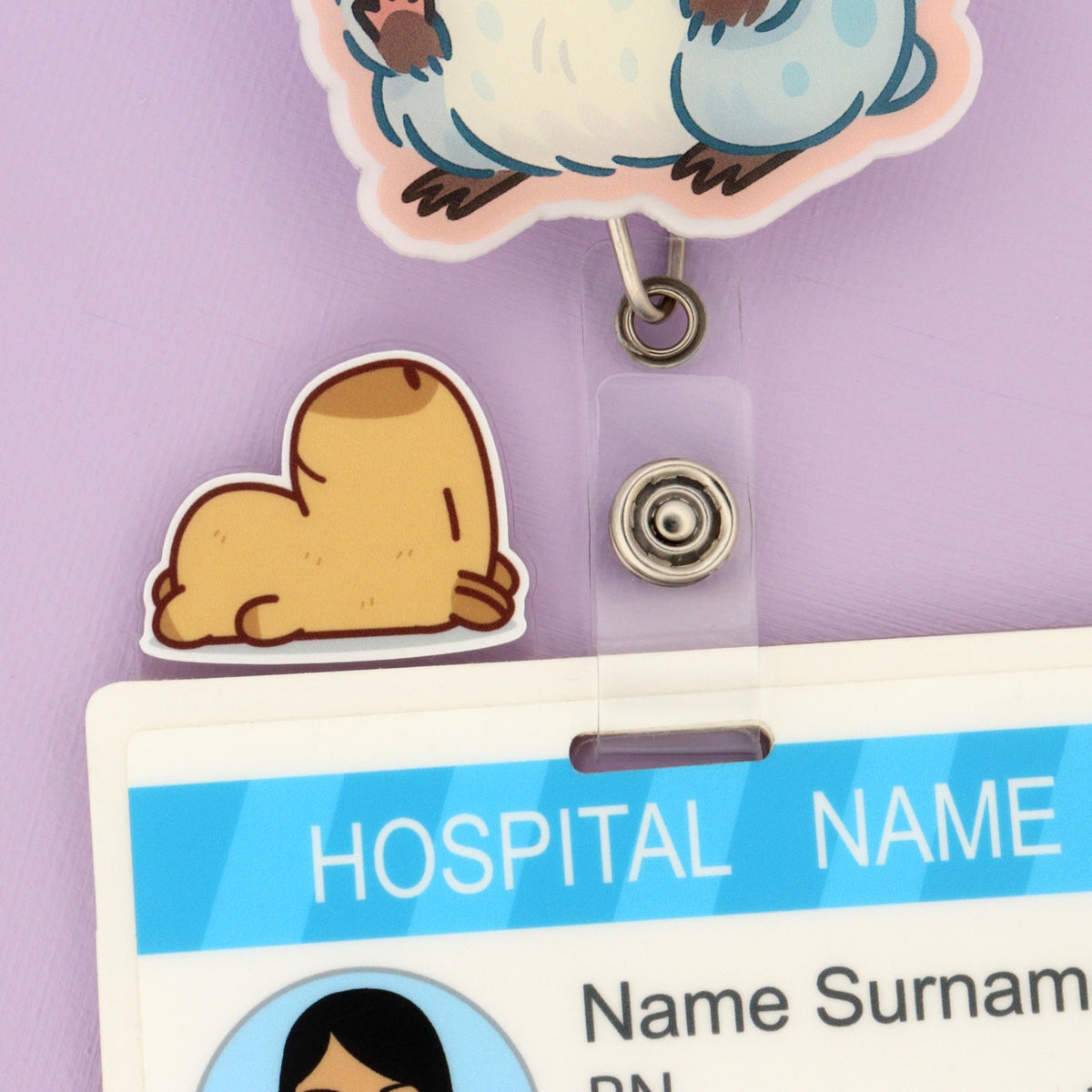 Sleeping Capybara Nurse Badge Topper: Acrylic Healthcare Accessory