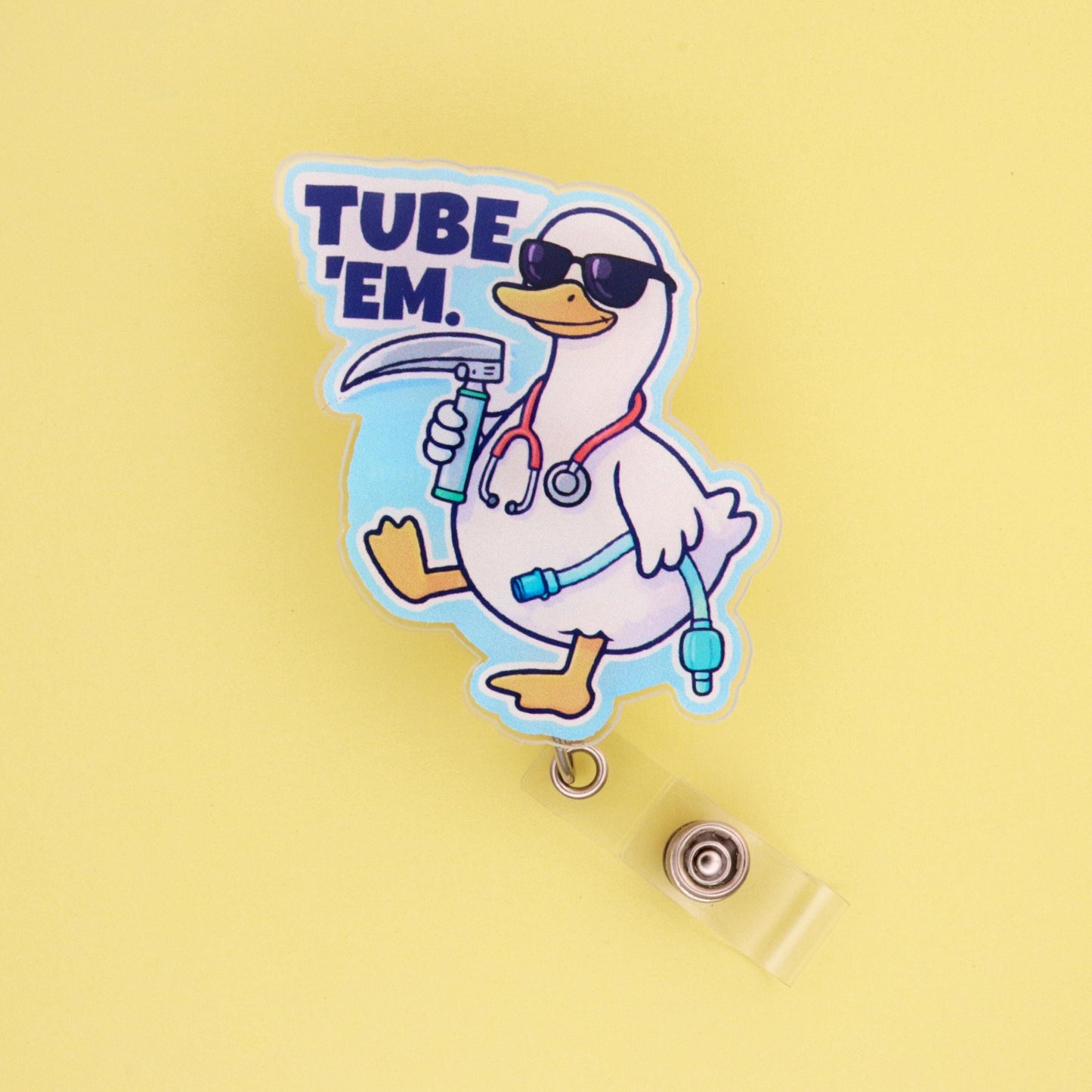 Tube Em Respiratory Therapist Badge Reel | Funny RT Gift Acrylic ID Holder