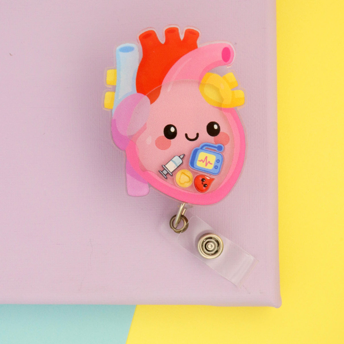 Anatomical Heart Shaker Badge Reel | Medical Nurse ID Holder | Cardiology Gift