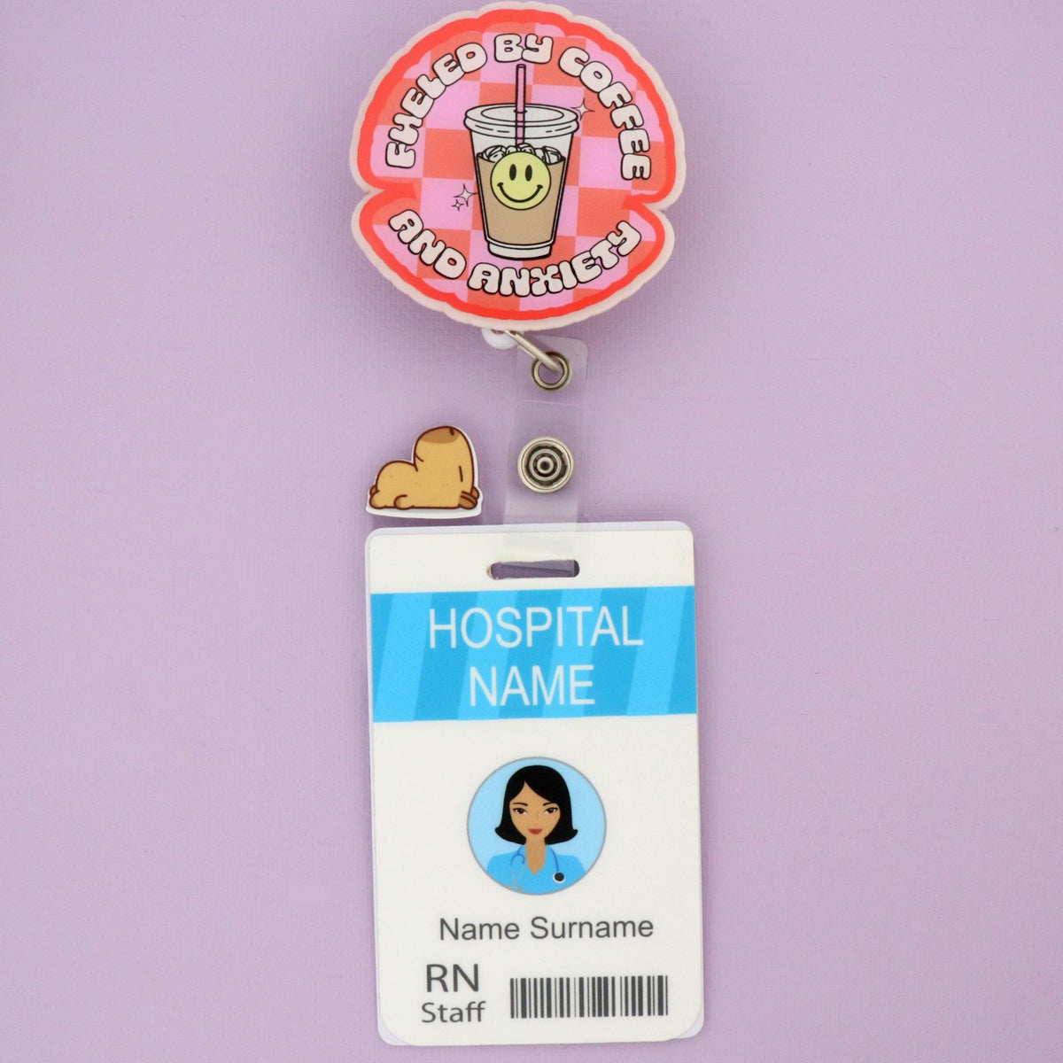 Sleeping Capybara Nurse Badge Topper: Acrylic Healthcare Accessory