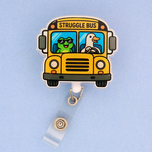 Struggle Bus Nurse Badge Reel | Funny Acrylic ID Holder for Healthcare Workers