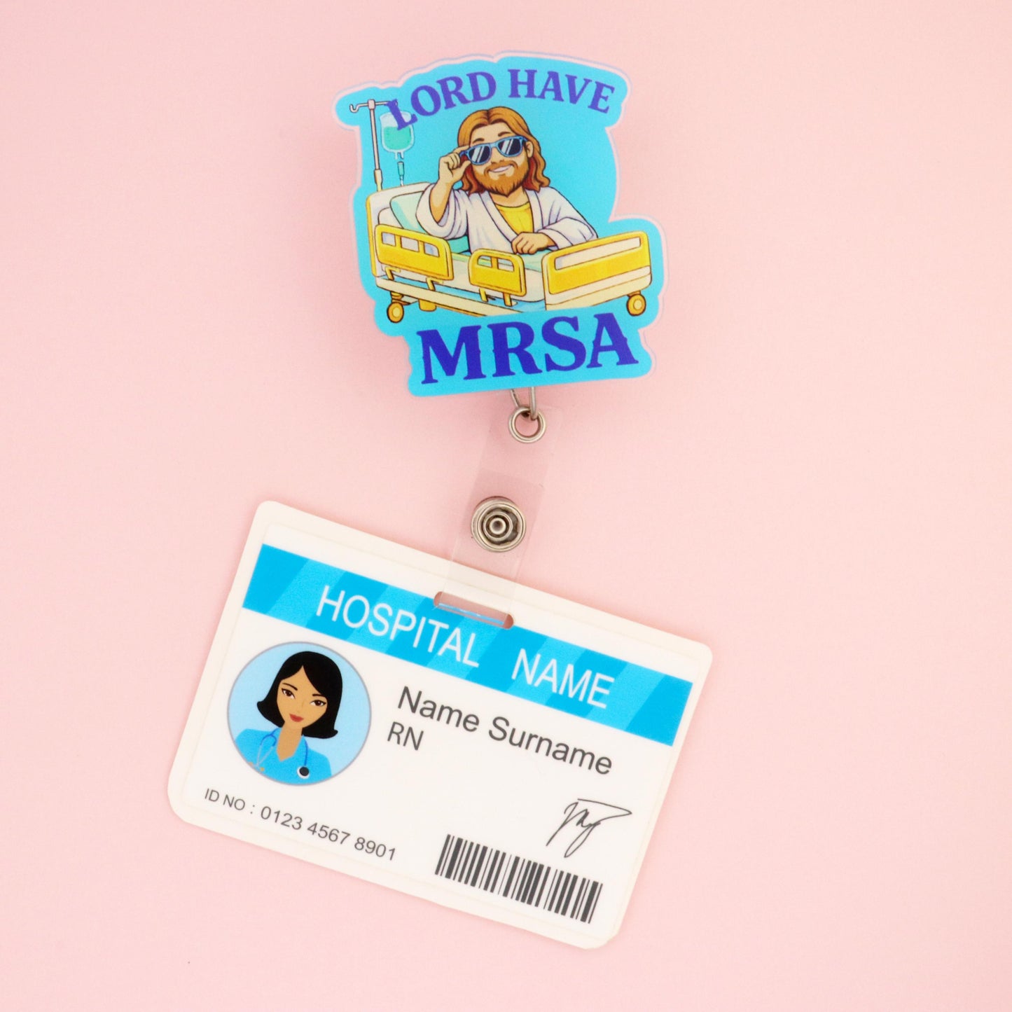Funny Nurse Badge Reel: Lord Have MRSA