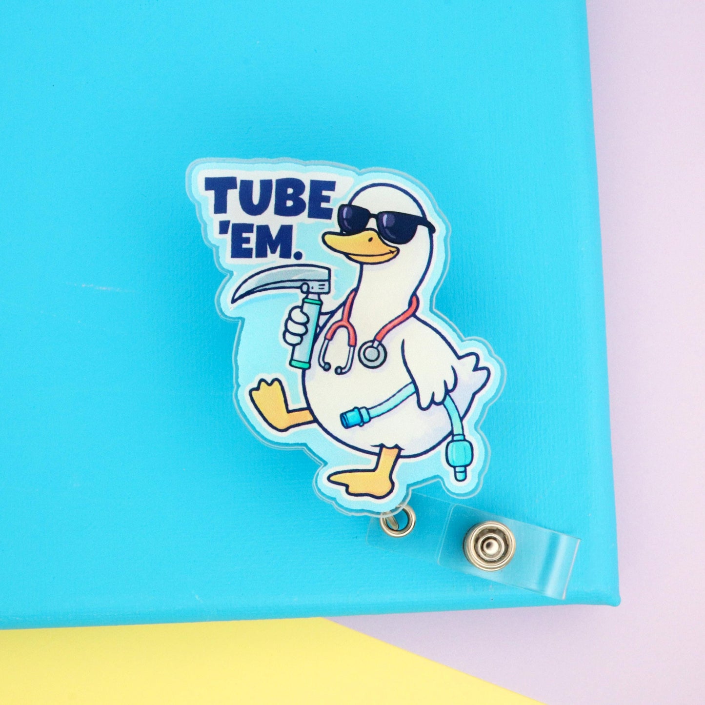 Tube Em Respiratory Therapist Badge Reel | Funny RT Gift Acrylic ID Holder
