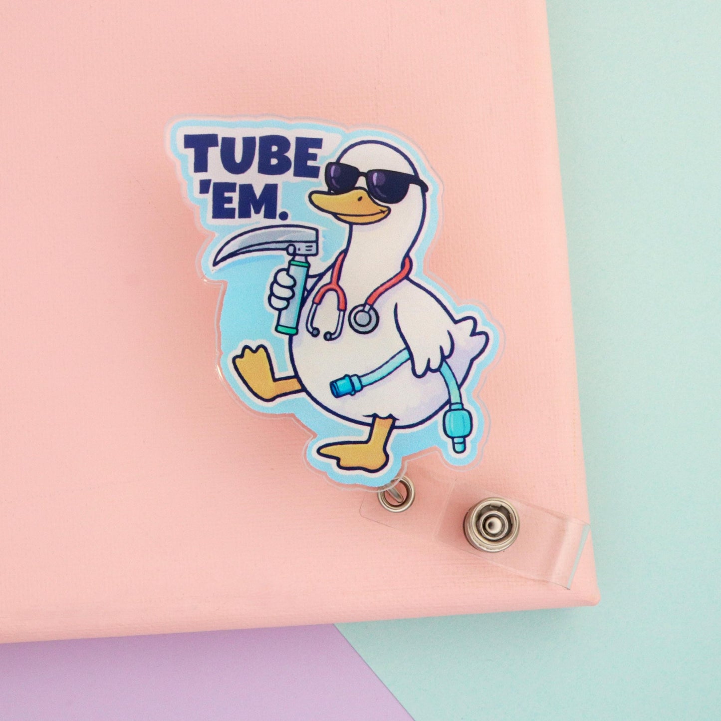 Tube Em Respiratory Therapist Badge Reel | Funny RT Gift Acrylic ID Holder