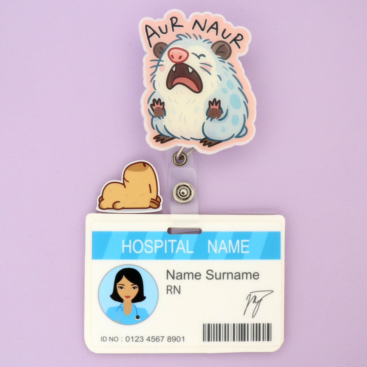 Sleeping Capybara Nurse Badge Topper: Acrylic Healthcare Accessory