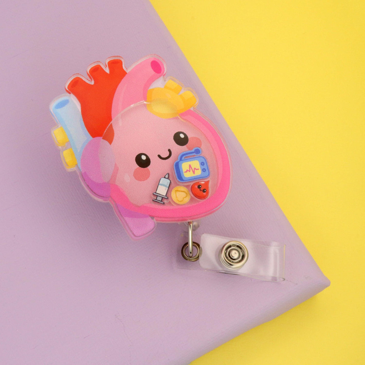 Anatomical Heart Shaker Badge Reel | Medical Nurse ID Holder | Cardiology Gift