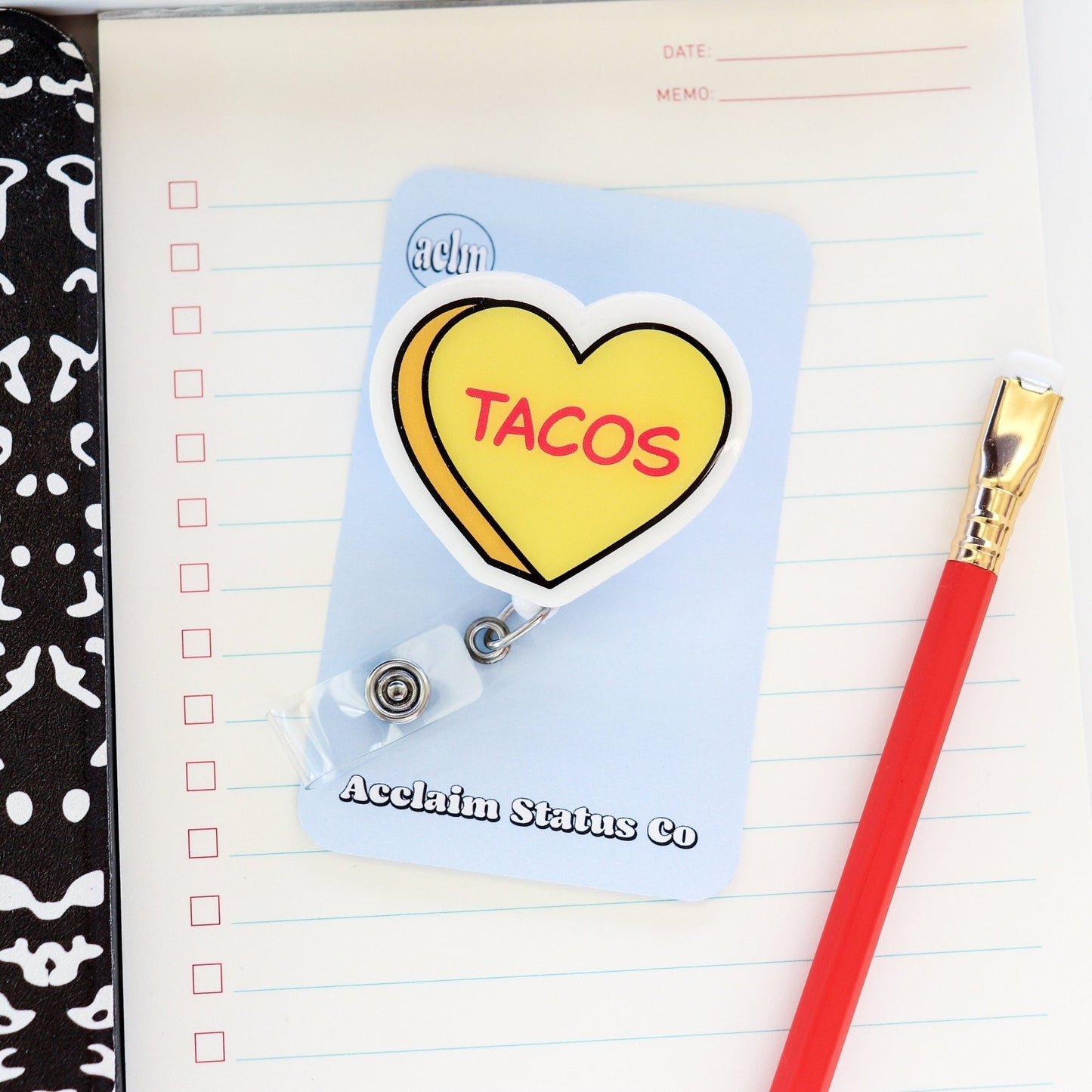 Funny Badge Reel - Candy Hearts Valentines - Acclaim Status Co Acclaim Status Co Alligator ClipTacos