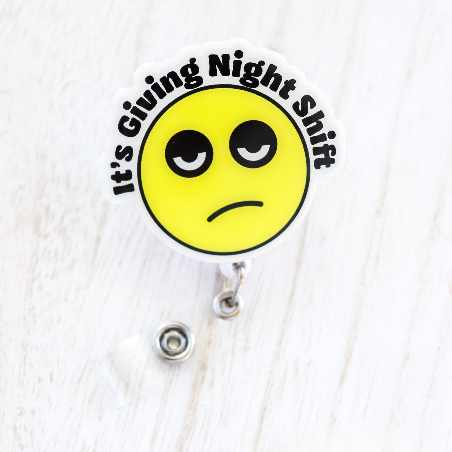 Funny Badge Reel - It's Giving Night Shift - Acclaim Status Co Acclaim Status Co Alligator Clip