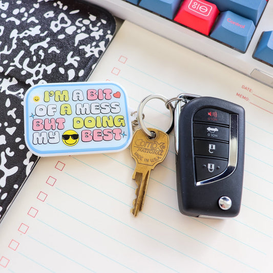 Keychain - Bit of a Mess But Doing My Best Acrylic Gift - Acclaim Status Co Acclaim Status Co