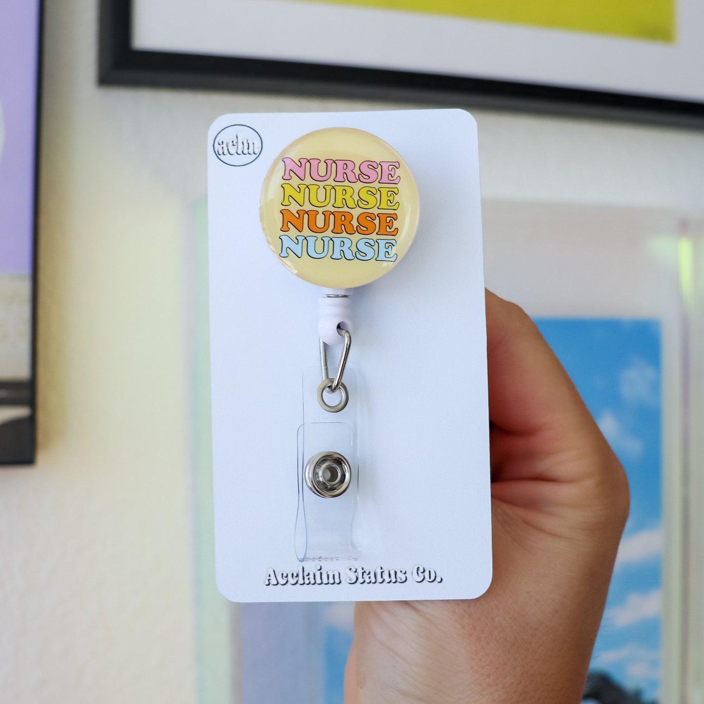 Nurse Badge Reel - ER Cute Gift Medical RN Colorful Nursing ID Retractable Badge Holder - Acclaim Status Co Acclaim Status Co Belt Clip